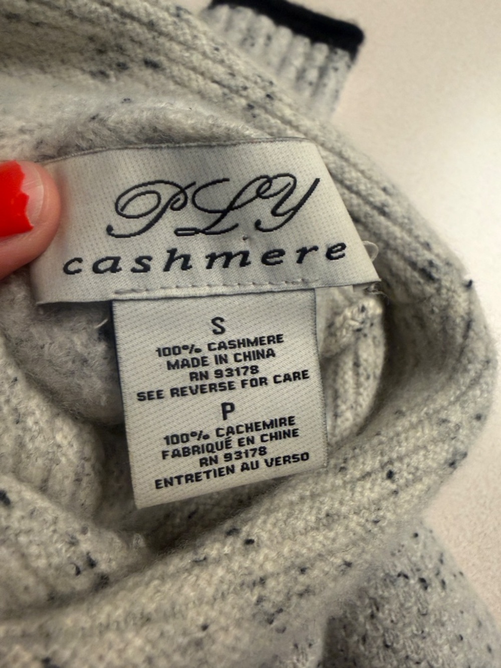 PLY Cashmere Turtleneck Sweater Speckled Grey Size Small - Picture 4 of 4